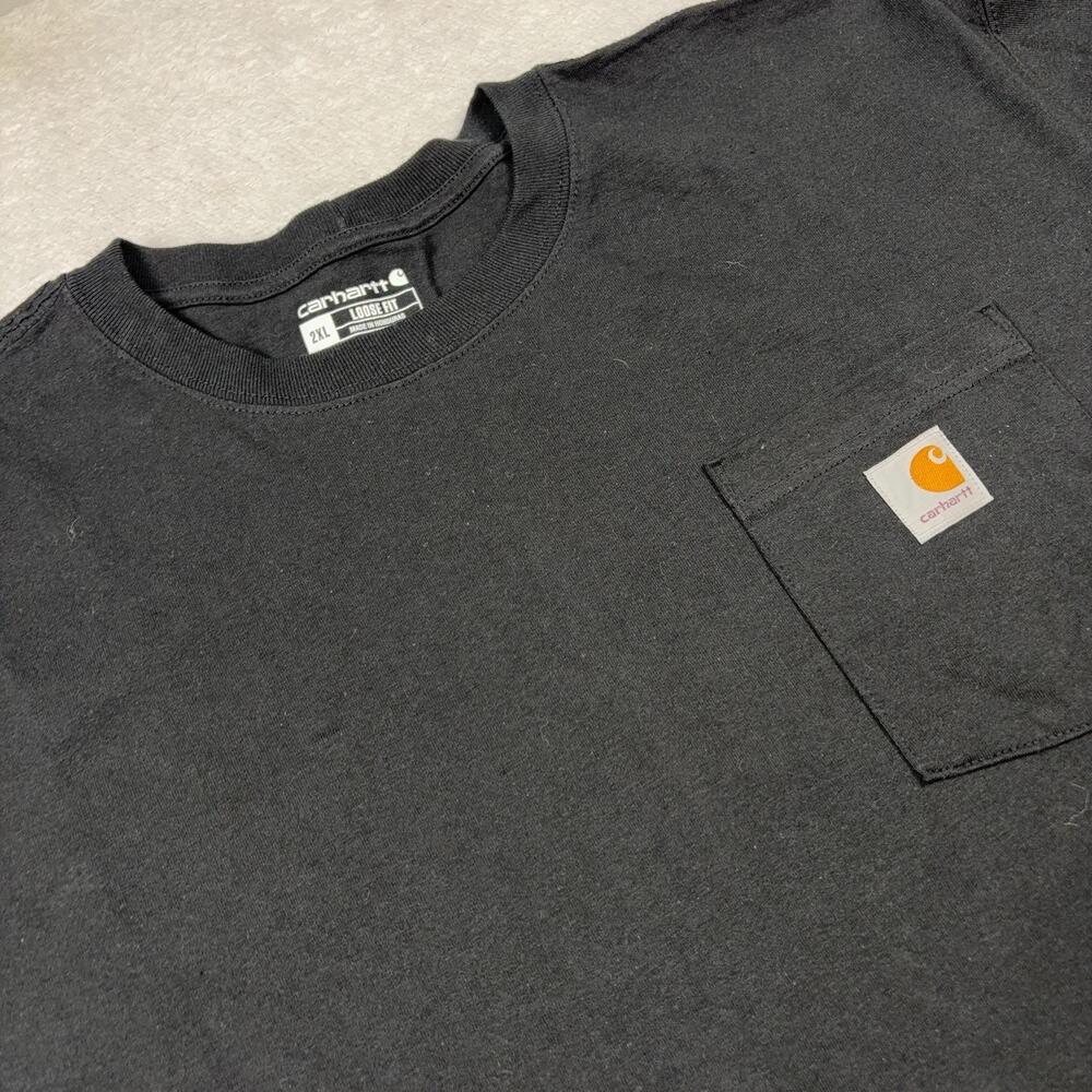 Carhartt Shirt Mens 2XL Black Pocket Tagless Loose Fit Cotton Jersey Logo